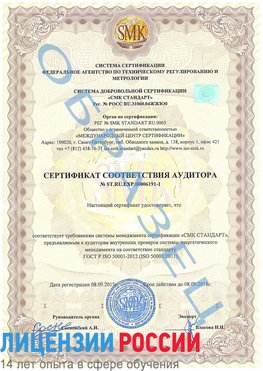 Образец сертификата соответствия аудитора №ST.RU.EXP.00006191-1 Сызрань Сертификат ISO 50001