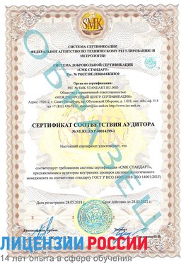 Образец сертификата соответствия аудитора №ST.RU.EXP.00014299-1 Сызрань Сертификат ISO 14001